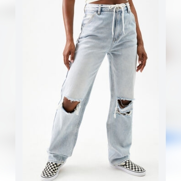 PacSun Light Blue 90's Boyfriend Carpenter Pants, Size 26, Gently Used Condition - Picture 1 of 15